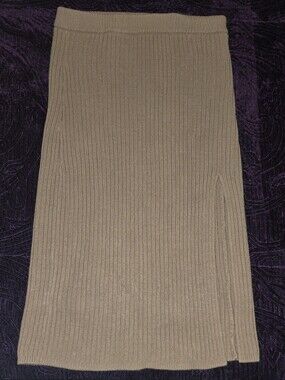 Hollister Ribbed Knit Midi Skirt in Light Brown